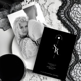 Reserva La Fecha Exquisite Chic Minimalist Black Wedding Initials