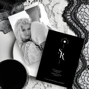 Reserva La Fecha Exquisite Chic Minimalist Black Wedding Initials