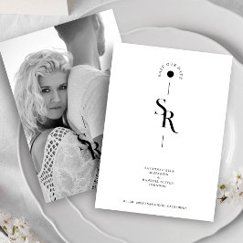Reserva La Fecha Exquisite Elegant Minimalist Black & White Wedding