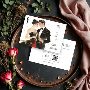 Reserva La Fecha Exquisite Glamorous Black & Gold Couple Wedding