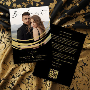 Reserva La Fecha Exquisite Modern Faux Golden Abstract Photo