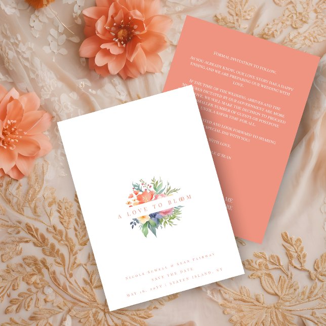 Reserva La Fecha Exquisite Romantic Minimalist Floral Bouquet (Exquisite Romantic Minimalist Spring Floral Bouquet Wedding Save the Date Card without Photo.)
