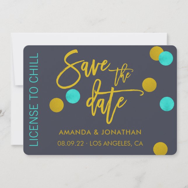 Reserva La Fecha Extraña licencia para cortar casamiento Guardar la (Anverso)