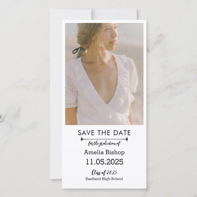 Reserva La Fecha Extraordinaria Foto De Graduado Ahorra La Fecha (Anverso)