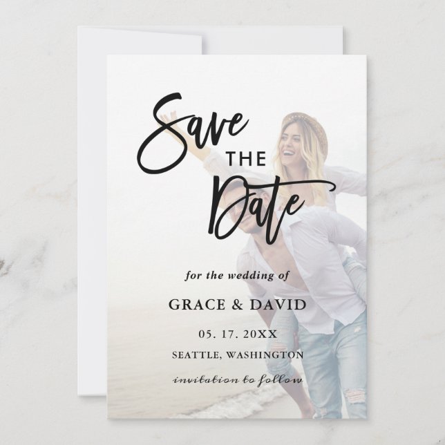 Reserva La Fecha Faded Photo Wedding Save the Date Flat Card (Anverso)