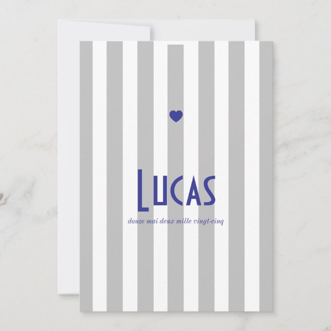 Reserva La Fecha Faire part de naissance Riviera Gris Bleu (Anverso)