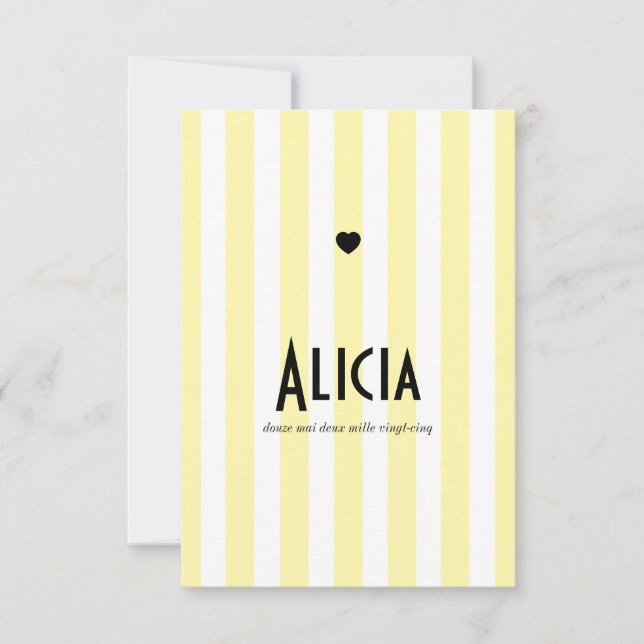 Reserva La Fecha Faire part de naissance Riviera Jaune et Noir (Anverso)