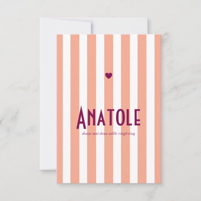 Reserva La Fecha Faire part de naissance Riviera Pêche et prune (Anverso)