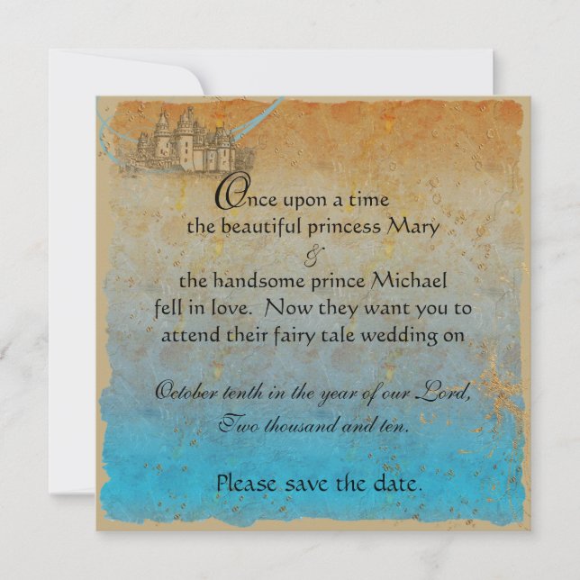 Reserva La Fecha Fairy Tale Castle Save the Date Card (Anverso)