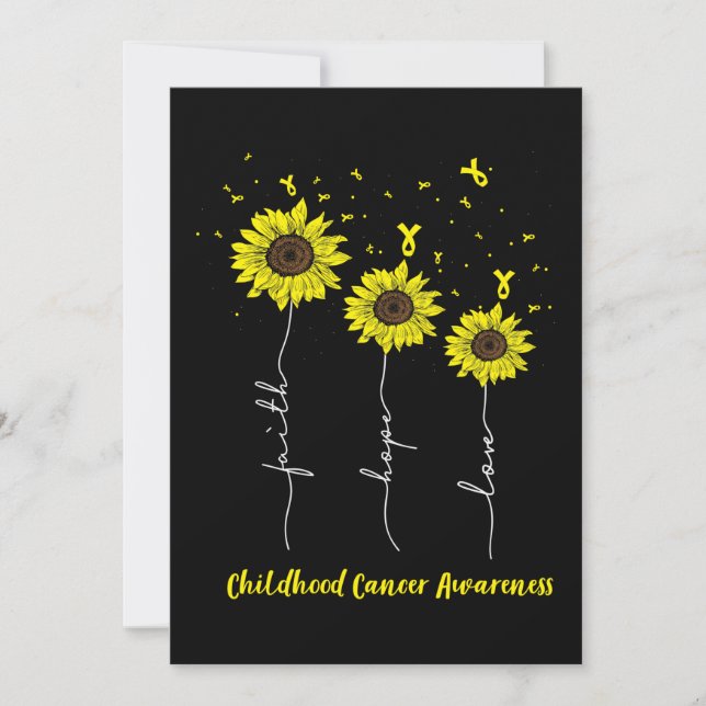 Reserva La Fecha Faith Hope Love Sunflower Children Cancer Awarene (Anverso)