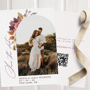 Reserva La Fecha Fall Floral Arch Photo QR Code Boda