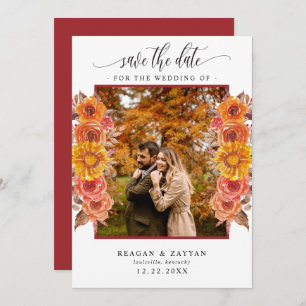 Reserva La Fecha Fall Floral Photo Save the Date Card