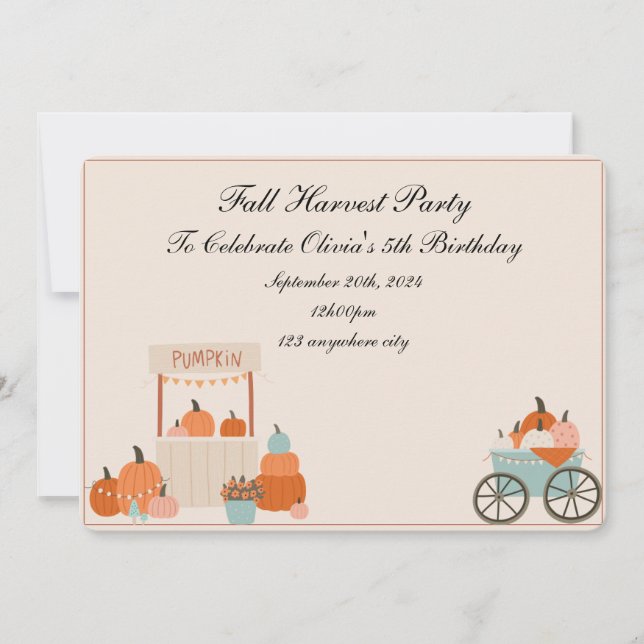 Reserva La Fecha fall harvest birthday invitation (Anverso)