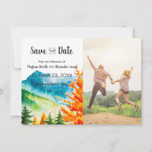Reserva La Fecha Fall Mountain Wedding Save the Date with photo