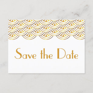 Reserva La Fecha Fans de Art Deco Gold Look Save the Date Boda