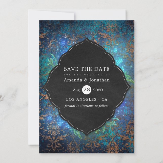 Reserva La Fecha Fantasía desgarradora foto de matrimonio de Damasc (Anverso)