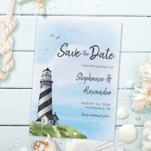 Faro de acuarela Boda moderno náutico