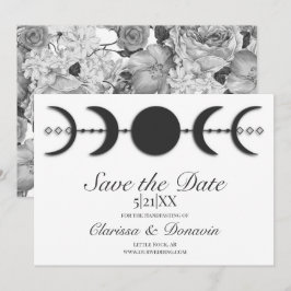 Reserva La Fecha Fase Moon en blanco y negro Wiccan Handfasting