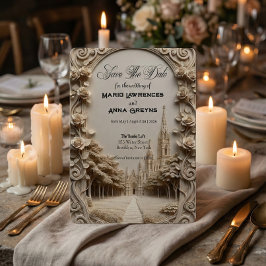 Reserva La Fecha Faux Bas-Relief Carved Floral Archway