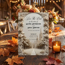 Reserva La Fecha Faux Bas-Relief Carved Floral Archway