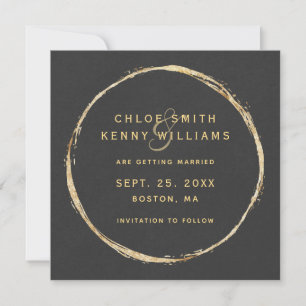 Reserva La Fecha Faux Gold Circle & Rustic Kraft Paper Square