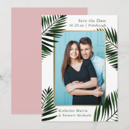 Reserva La Fecha Faux Gold Frame Pink Wedding Save the Date Photo