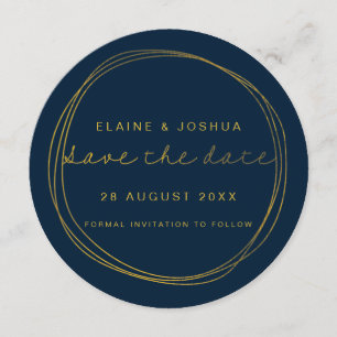 Reserva La Fecha Faux Gold Scribble Circle Save the Date