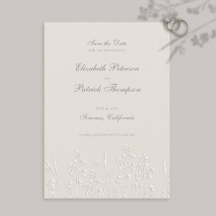 Reserva La Fecha Faux Grabado en relieve Wildflowers Ecru Boda form
