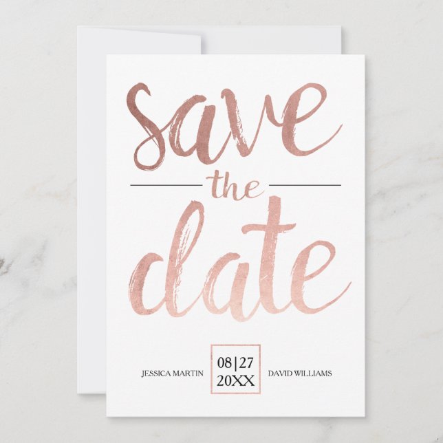 Reserva La Fecha Faux Rosa Gold Save the Date (Anverso)
