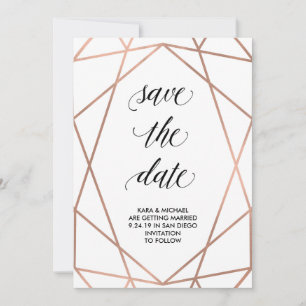 Reserva La Fecha Faux Rose Gold Geométrico Salva la Fecha   Foto