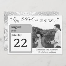 Faux-Satin Monogrammed Save the Date
