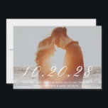 Reserva La Fecha Fecha de Boda con Letra Blanca<br><div class="desc">números de escritura sobre tu foto con elección colorida de respaldo; la superposición de la foto es opcional</div>