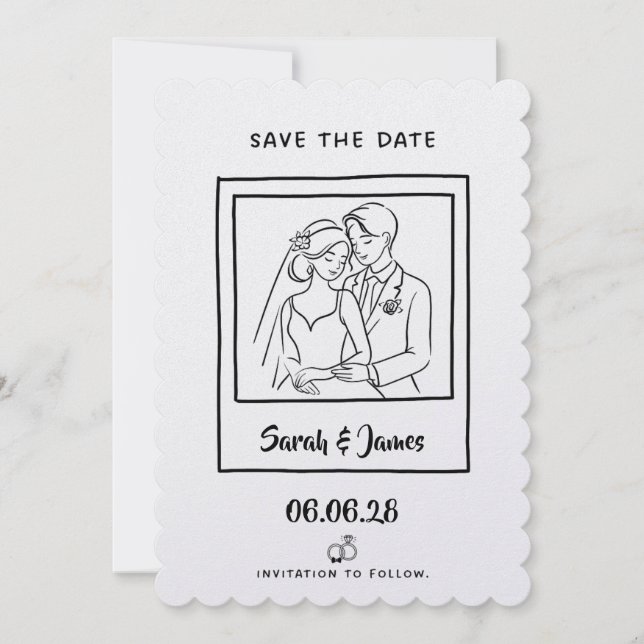 Reserva La Fecha Fecha de la Boda Personalizable Novia novio (Anverso)