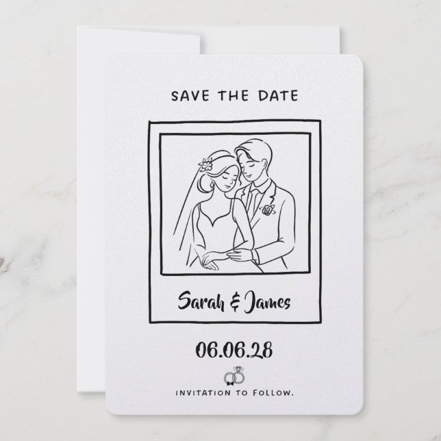 Reserva La Fecha Fecha de la Boda Personalizable Novia novio (Anverso)