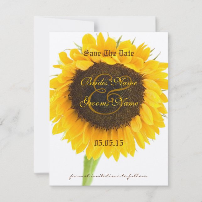 Reserva La Fecha Fechas de guardado de la boda del girasol (Anverso)