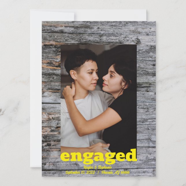 Reserva La Fecha Fechas de guardado de madera rústica: foto de comp (Anverso)