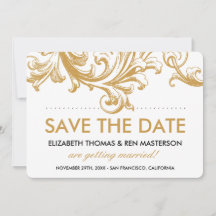 Fechas de guardado florales en oro antiguo