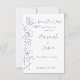 Reserva La Fecha Felicidad Flores Azules Boda Salva la Fecha