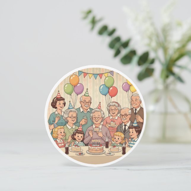 Reserva La Fecha Feliz cumpleaños Abuela Vintage Design (Anverso de pie)