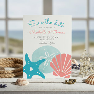 Reserva La Fecha Feliz mar Boda Nautical Beach Seashell