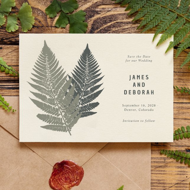 Reserva La Fecha Fern Botanical Modern Minimal Woodland Boda (Subido por el creador)