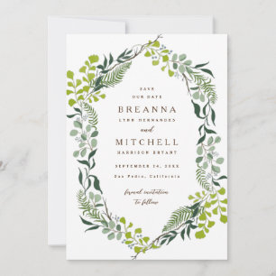 Reserva La Fecha Fern Eucalyptus Boda de la vegetación de mano