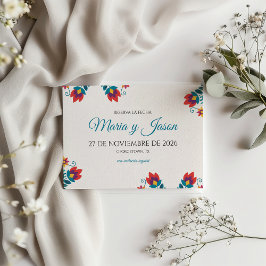 Reserva La Fecha Fiesta Colorful Botanical Floral Spanish Wedding