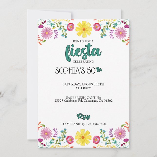 Reserva La Fecha Fiesta, cumpleaños, tema mexicano (Anverso)