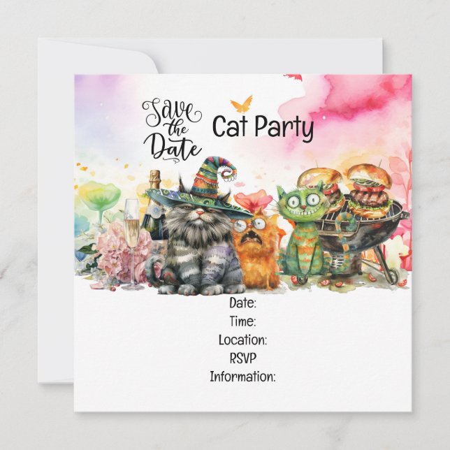 Reserva La Fecha Fiesta de Cat Purr fectamente Quirky (Anverso)