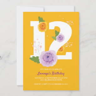 Reserva La Fecha Fiesta de cumpleaños 12 de la primavera de acuarel
