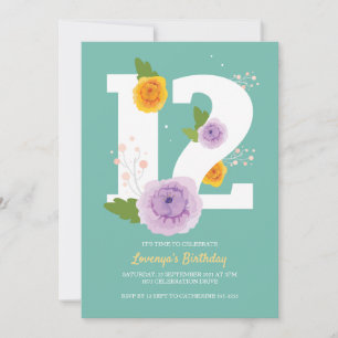 Reserva La Fecha Fiesta de cumpleaños 12 de primavera con acuarela