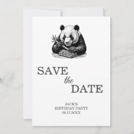 Reserva La Fecha Fiesta de cumpleaños de Bamboo Cute Panda Greenery