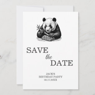 Reserva La Fecha Fiesta de cumpleaños de Bamboo Cute Panda Greenery