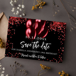 Reserva La Fecha Fiesta de cumpleaños de confetti de globos rojos n